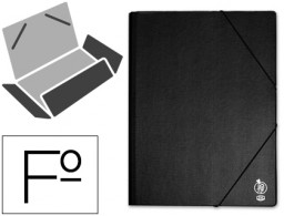 Carpeta de gomas Liderpapel Folio 3 solapas PVC negro